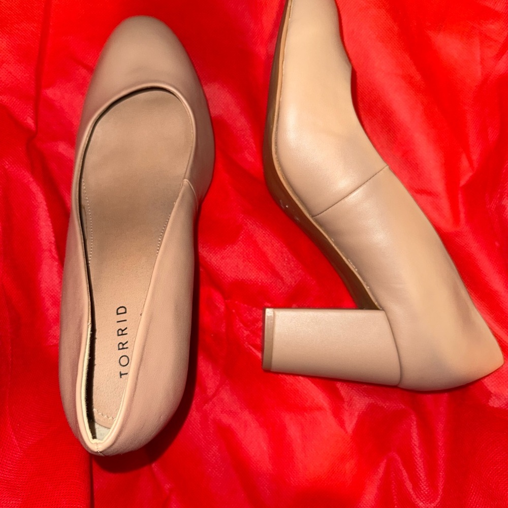 Torrid Beige Block Heel Shoes (like new)